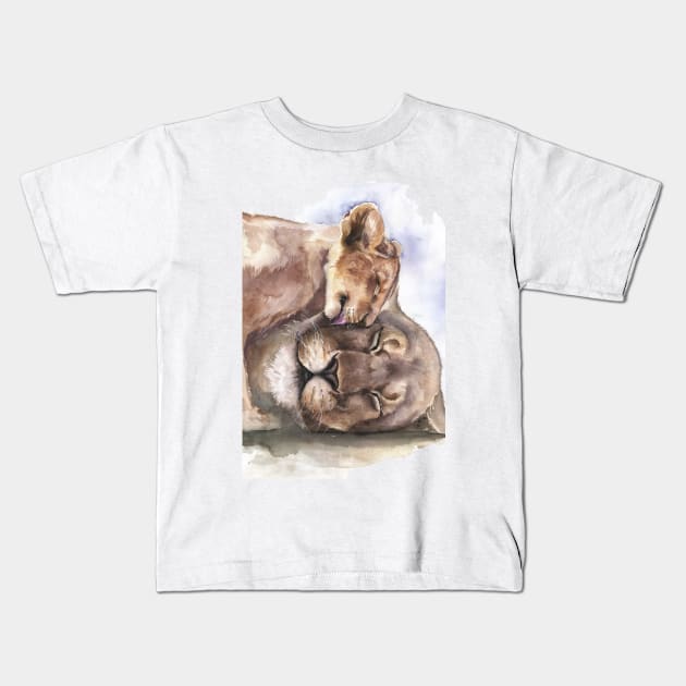 Lions #3 Kids T-Shirt by Kira Balan